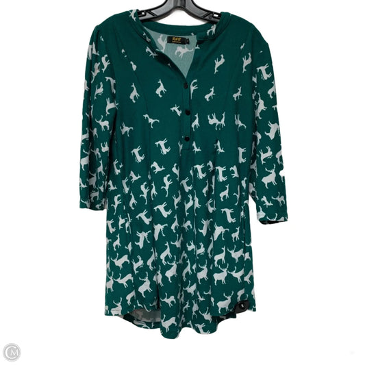 Tunic 3/4 Sleeve By R&B Collection In Green & White, Size: L
