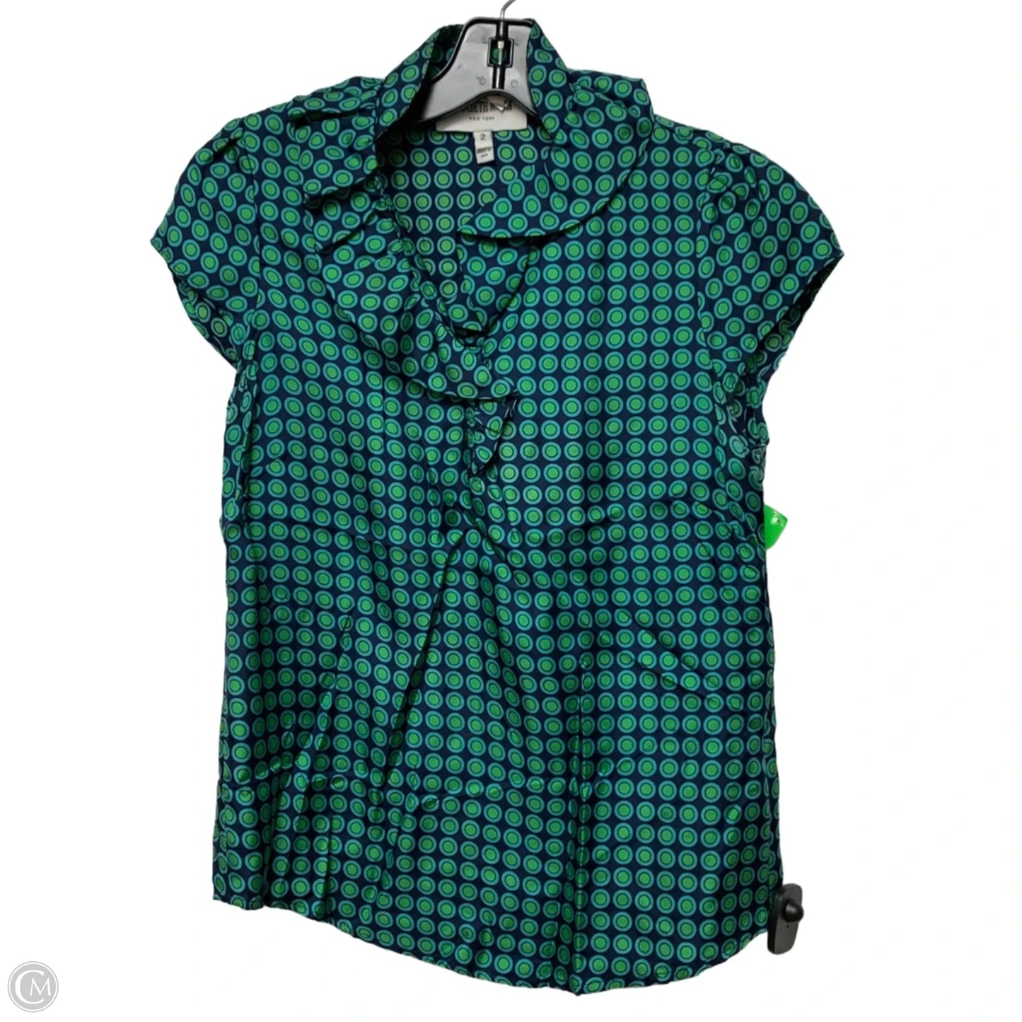 Blouse Short Sleeve By Elizabeth Mckay In Blue & Green, Size: Xs