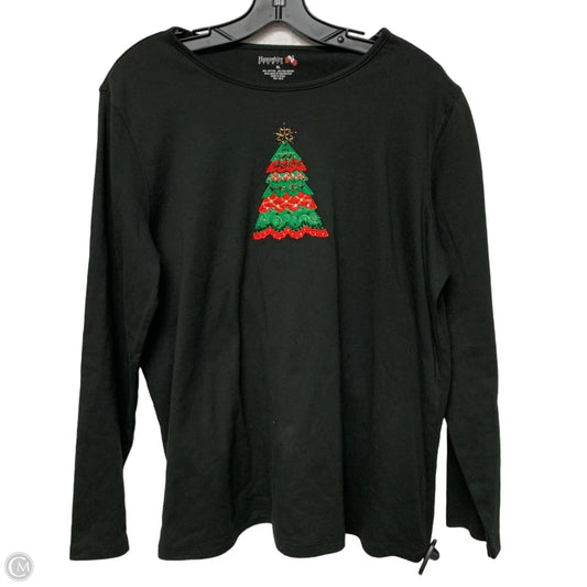 Top Long Sleeve By Hampshire Studio In Black & Green, Size: Xl