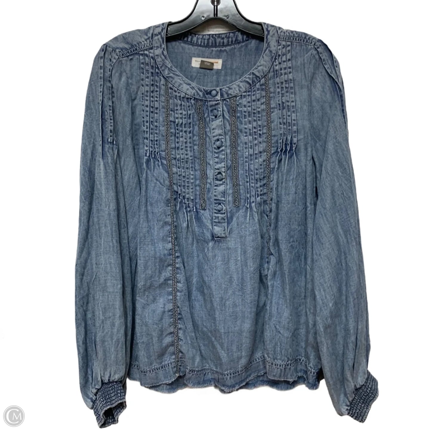 Top Long Sleeve By Pilcro In Blue Denim, Size: S