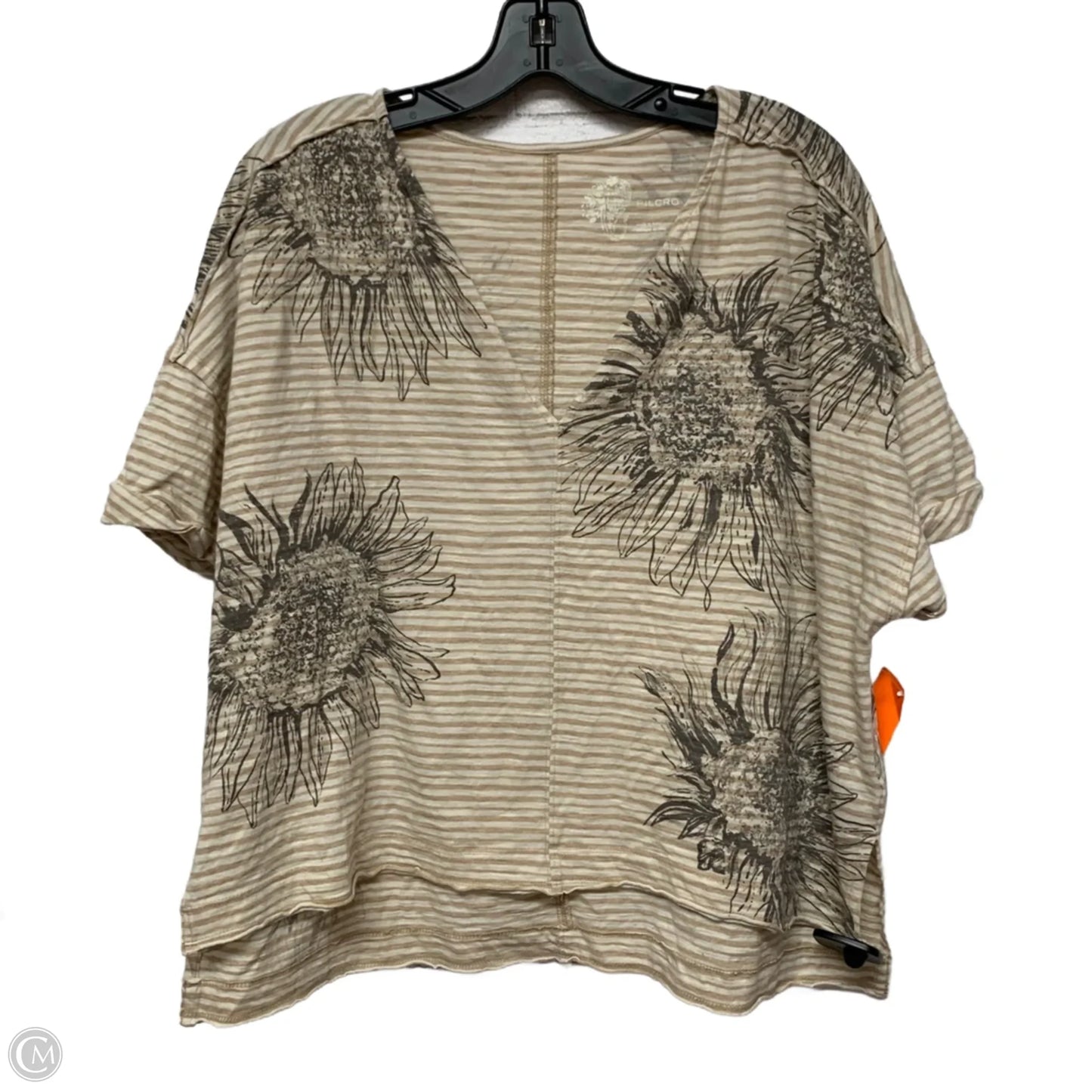 Top Short Sleeve By Pilcro In Tan & White, Size: M