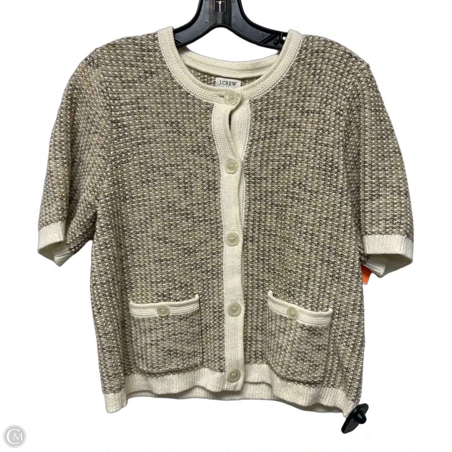 Sweater Cardigan By J. Crew In Tan & White, Size: M