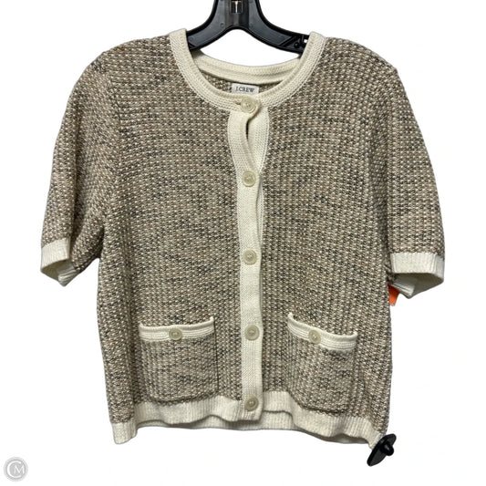 Sweater Cardigan By J. Crew In Tan & White, Size: M