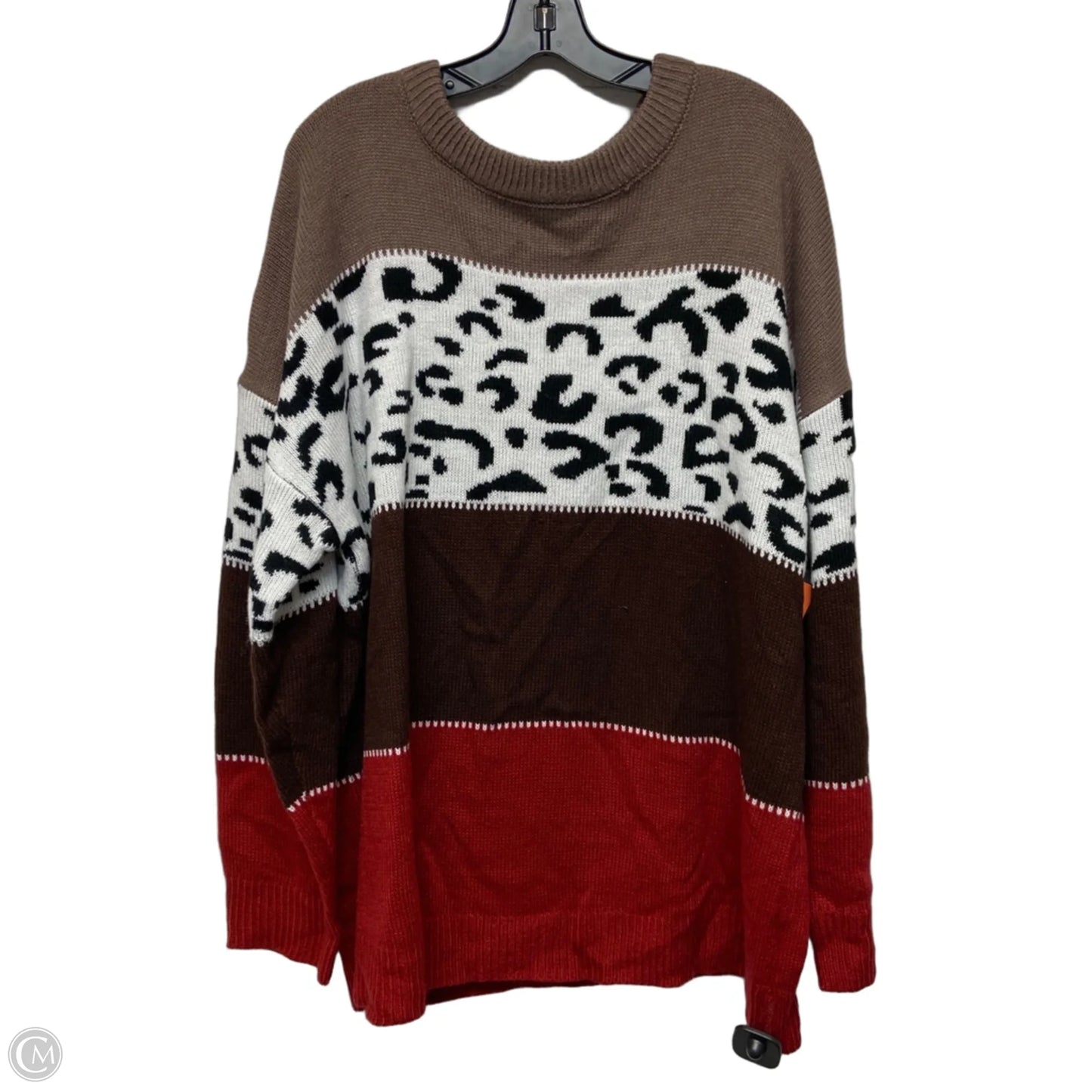 Sweater In Brown & Red, Size: 3x