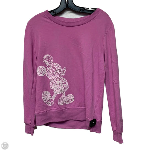 Sweatshirt Crewneck By Disney In Pink & White, Size: S