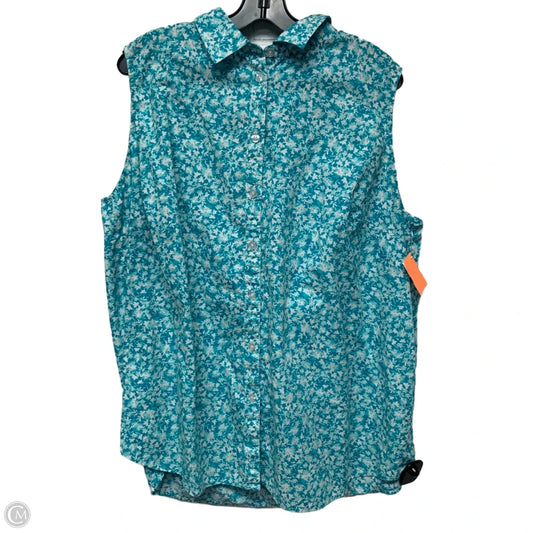 Top Sleeveless By Woman Within In Blue, Size: 1x