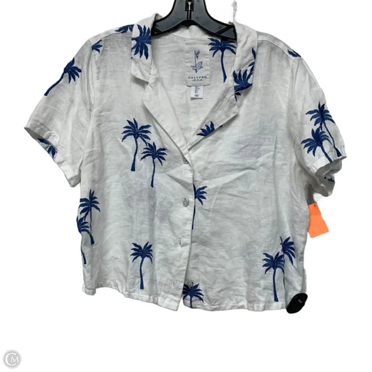 Top Short Sleeve By Calypso St Barth In Blue & White, Size: L