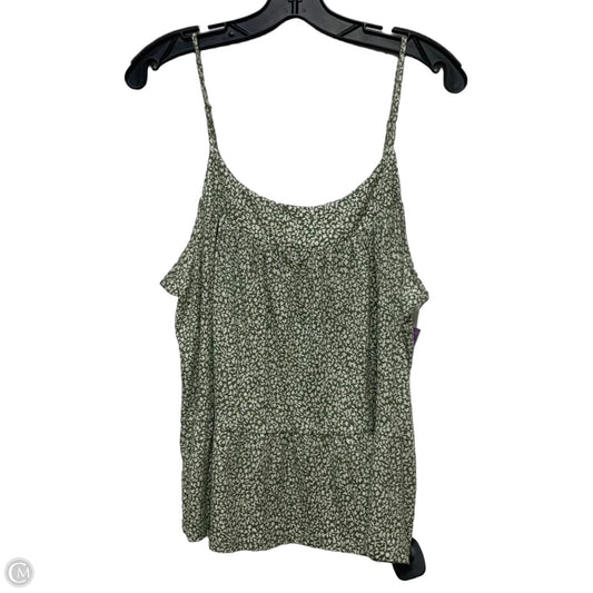 Top Sleeveless By Loft In Green & White, Size: L