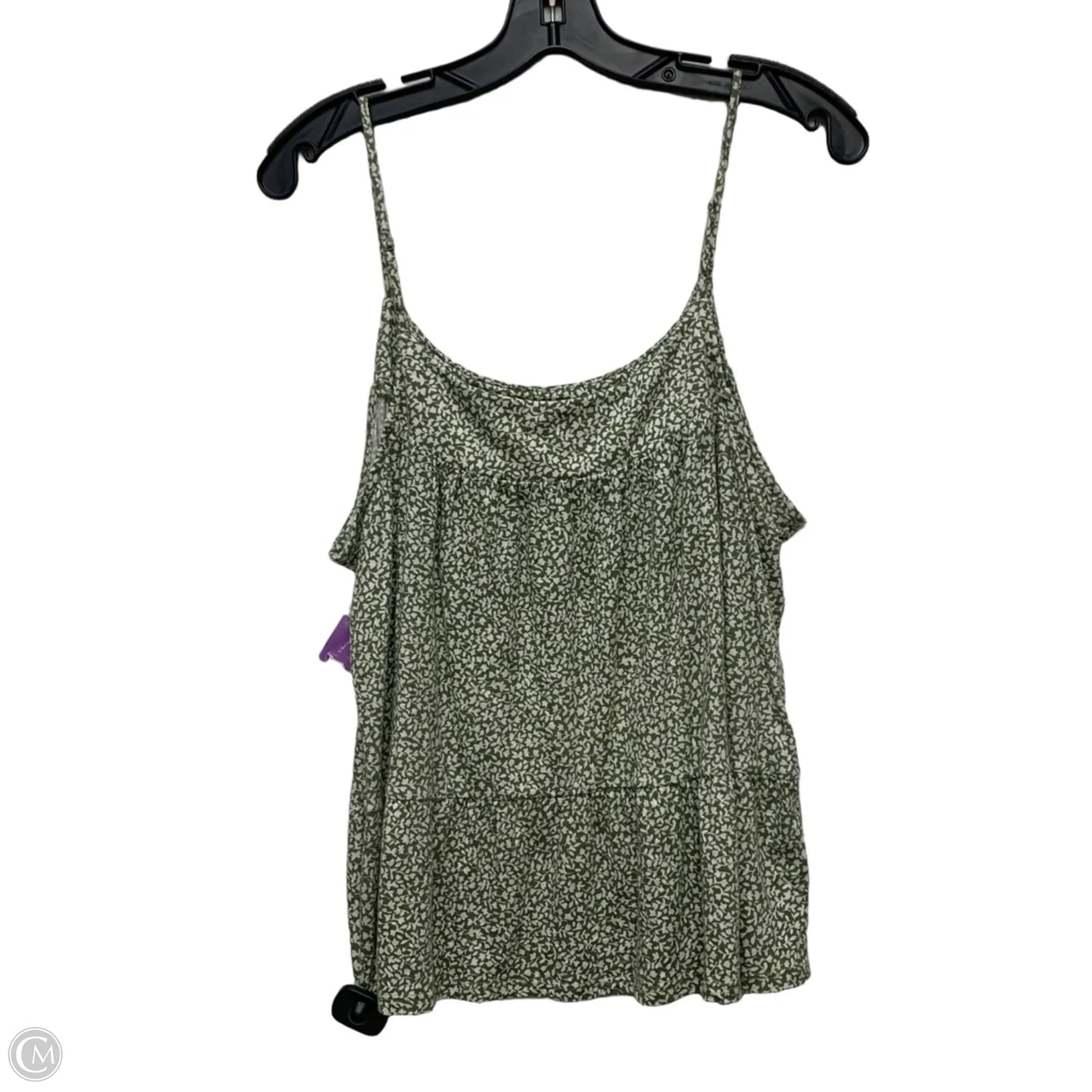 Top Sleeveless By Loft In Green & White, Size: L