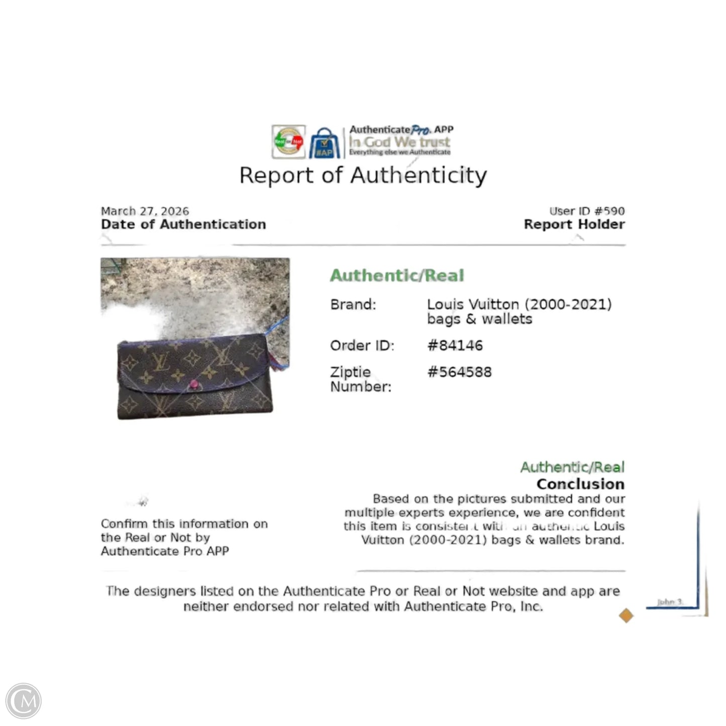 Wallet Luxury Designer By Louis Vuitton, Size: Large