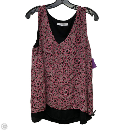 Blouse Sleeveless By Fever In Black & Pink, Size: L
