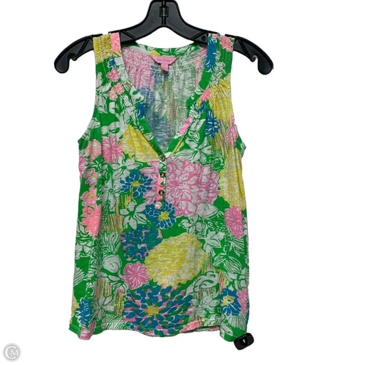 Top Sleeveless Designer By Lilly Pulitzer In Green & Yellow, Size: S