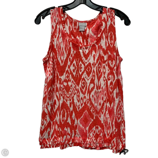 Top Sleeveless By Chicos In Red & White, Size: M