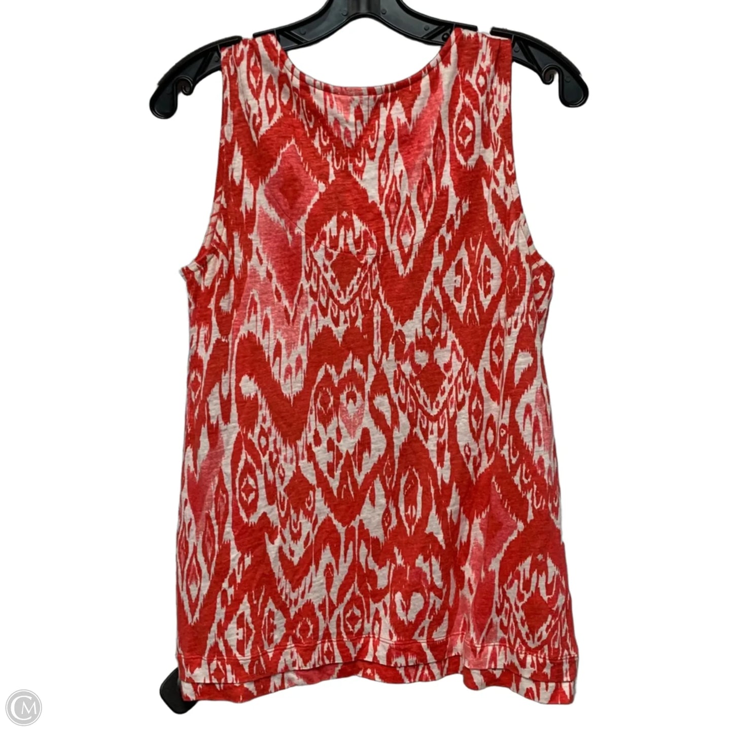 Top Sleeveless By Chicos In Red & White, Size: M