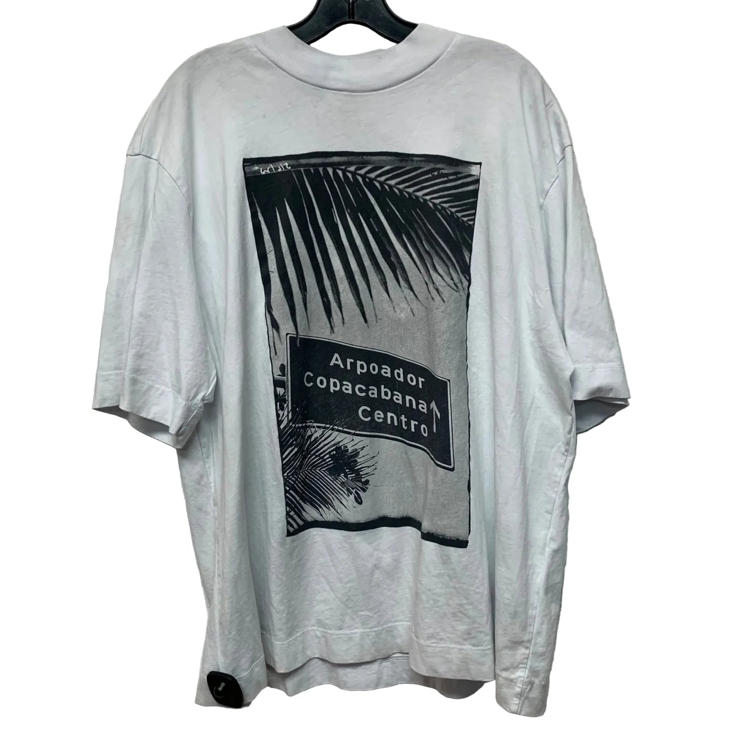 Top Short Sleeve Designer By Farm Rio In Grey & White, Size: L
