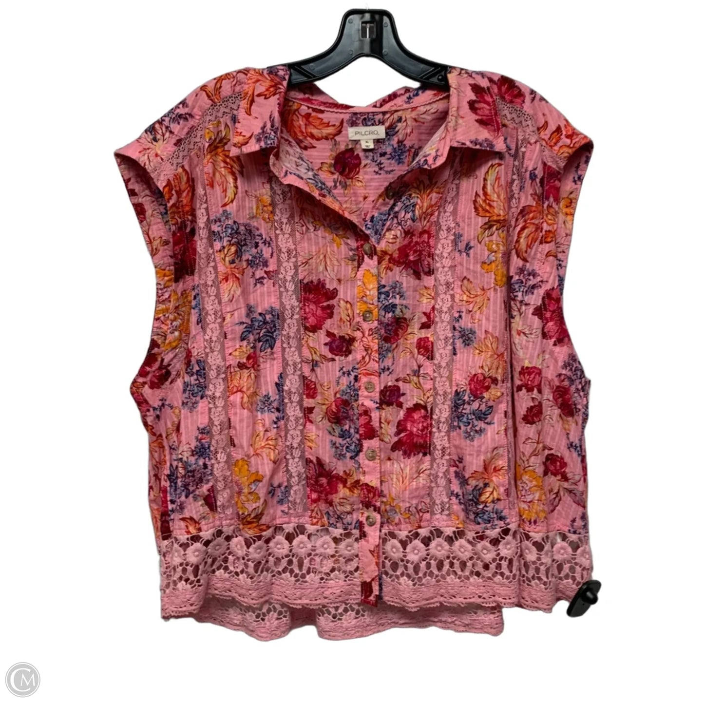 Top Sleeveless By Pilcro In Pink & Red, Size: Xl