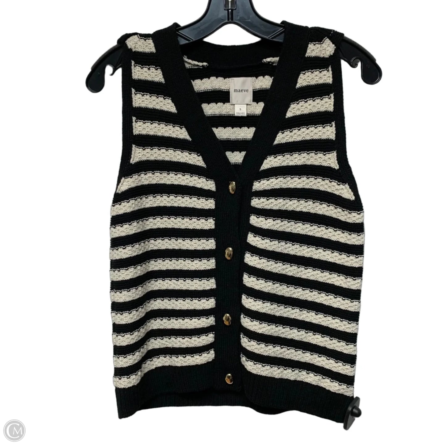 Vest Sweater By Maeve In Black & White, Size: S