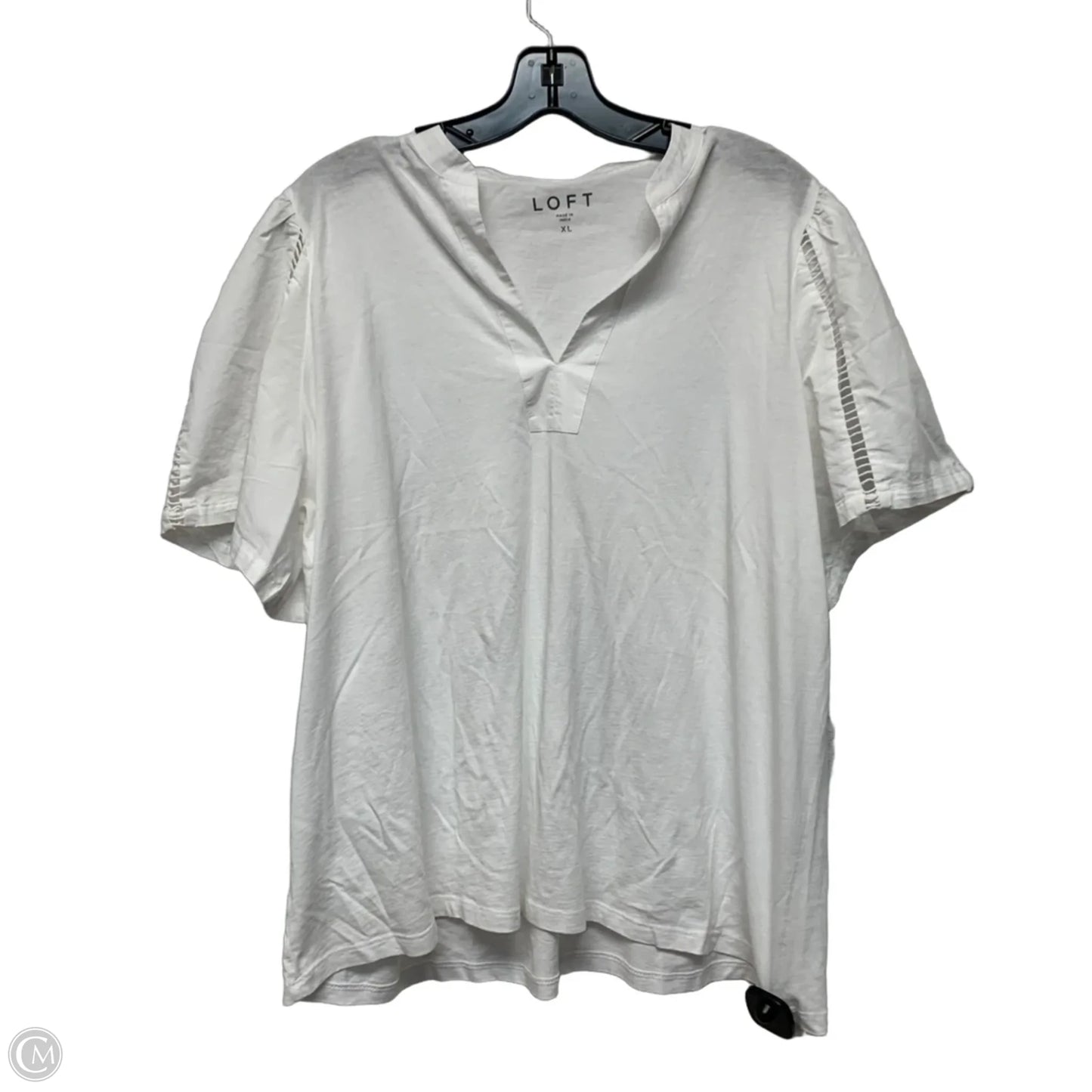 Top Short Sleeve By Loft In White, Size: Xl