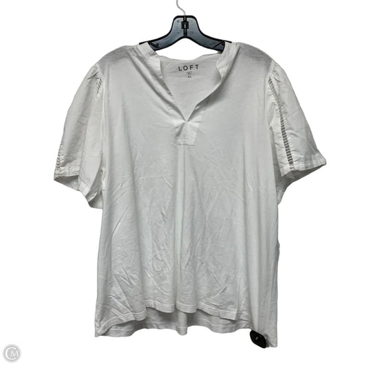 Top Short Sleeve By Loft In White, Size: Xl