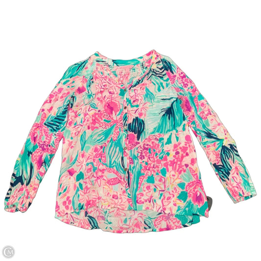 Top Long Sleeve Designer By Lilly Pulitzer In Blue & Pink, Size: Xs