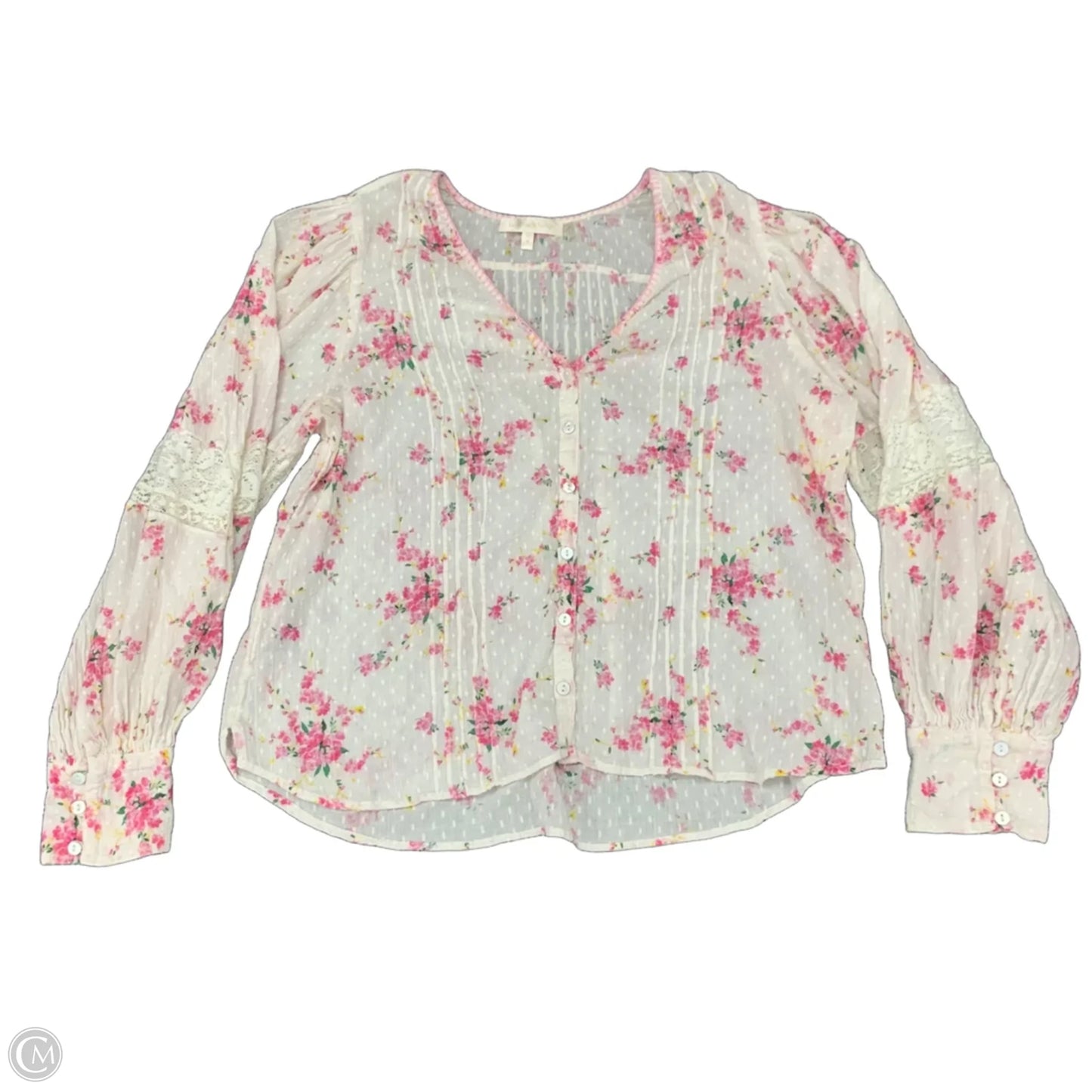 Top Long Sleeve By Loveshackfancy In Floral Print, Size: M