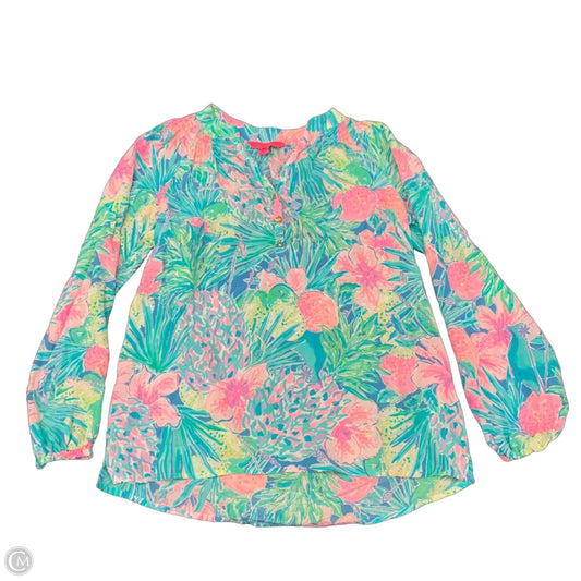 Top Long Sleeve Designer By Lilly Pulitzer In Blue & Pink, Size: Xs