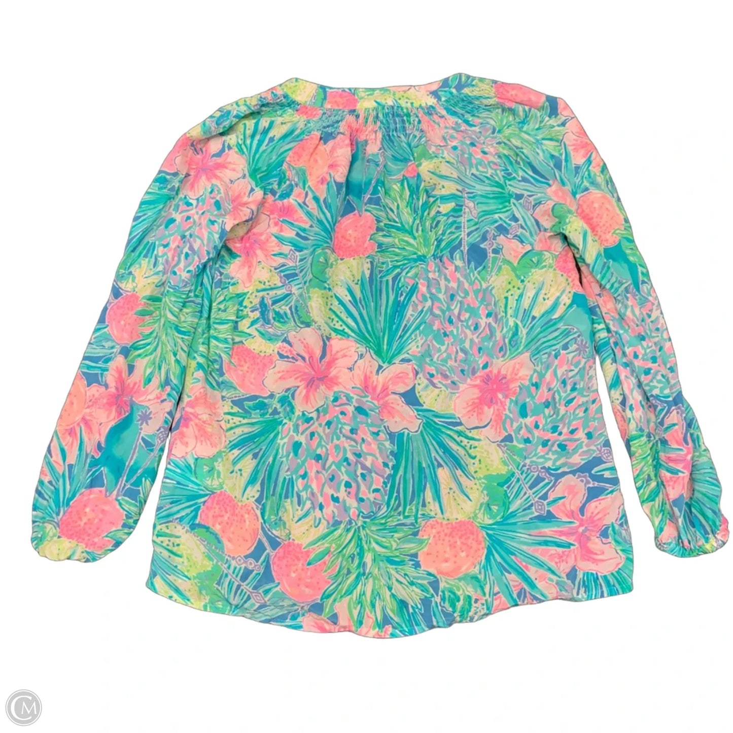Top Long Sleeve Designer By Lilly Pulitzer In Blue & Pink, Size: Xs
