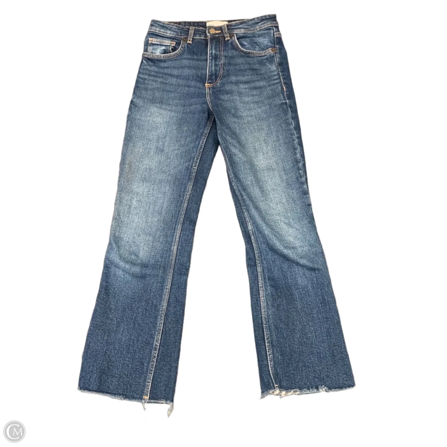 Jeans Straight By Zara In Blue Denim, Size: 0