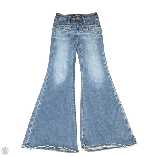 Jeans Flared By American Eagle In Blue Denim, Size: 4