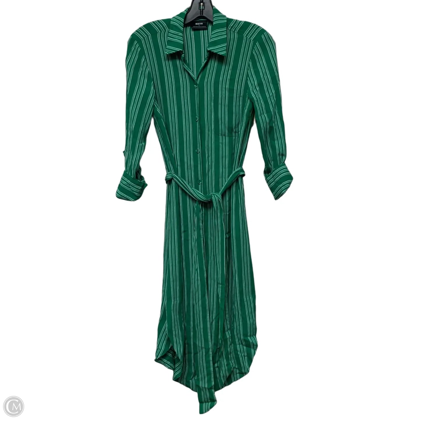 Dress Casual Midi By Maeve In Green & White, Size: S