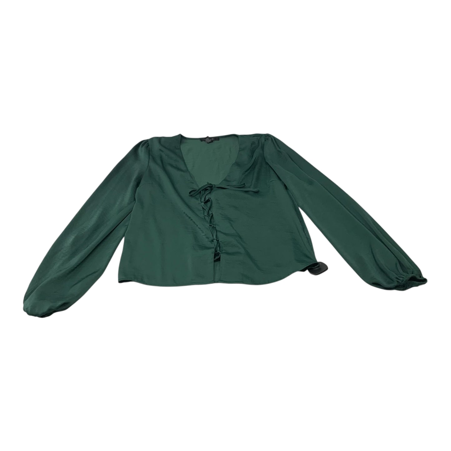 Blouse Long Sleeve By Forever 21 In Green, Size: S