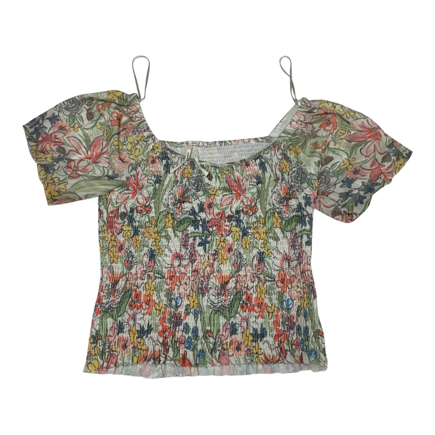 Top Short Sleeve By Anthropologie In Floral Print, Size: S