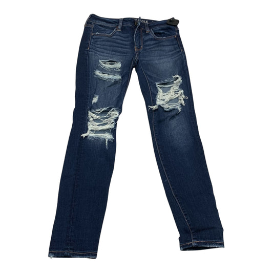 Jeans Skinny By American Eagle In Blue Denim, Size: 4