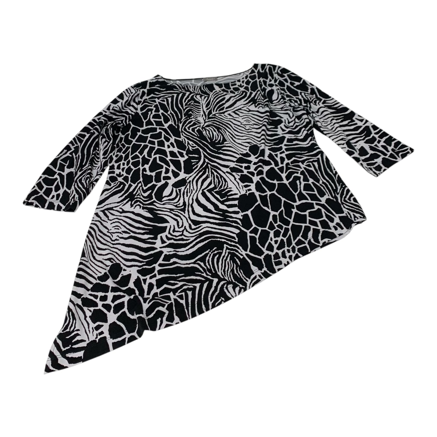 Top Long Sleeve By Chicos In Black & White, Size: Xl