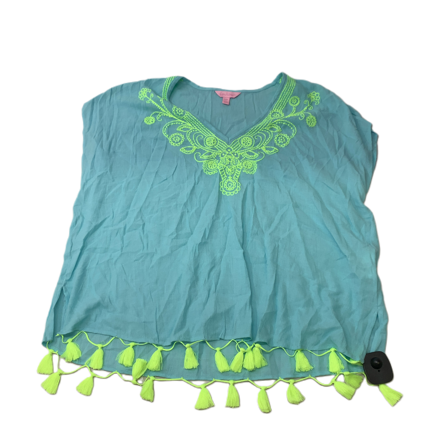 Blue & Green  Top Short Sleeve Designer By Lilly Pulitzer