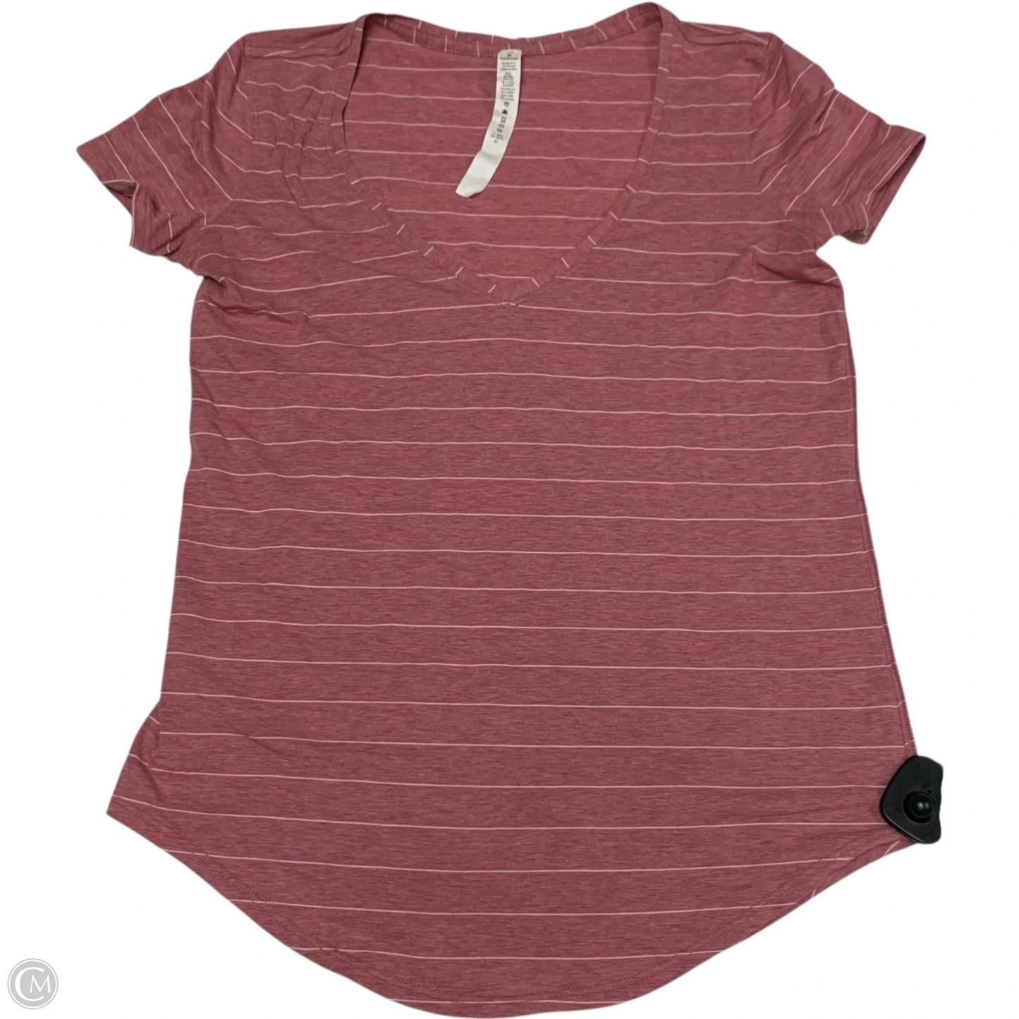 Athletic Top Short Sleeve By Lululemon In Pink & White, Size: S