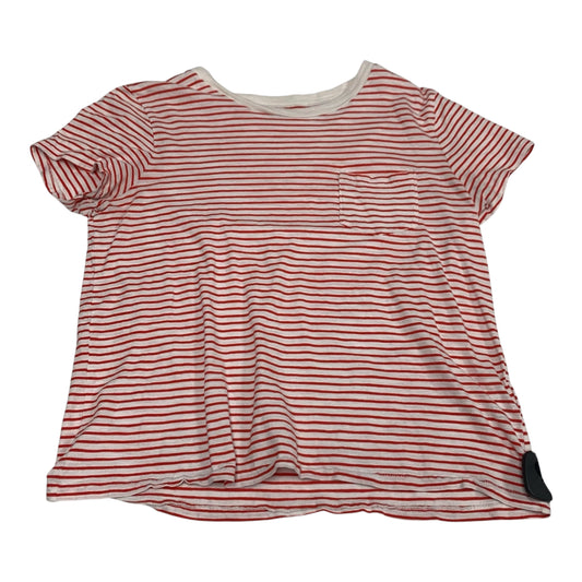 Top Short Sleeve By Madewell In Red & White, Size: L