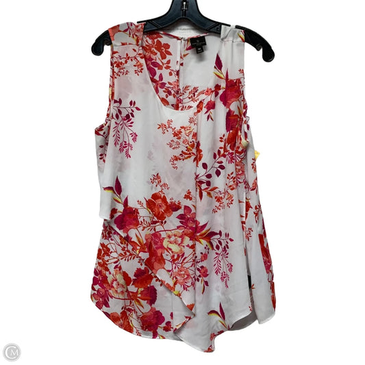 Blouse Sleeveless By Worthington In Pink & White, Size: Xl