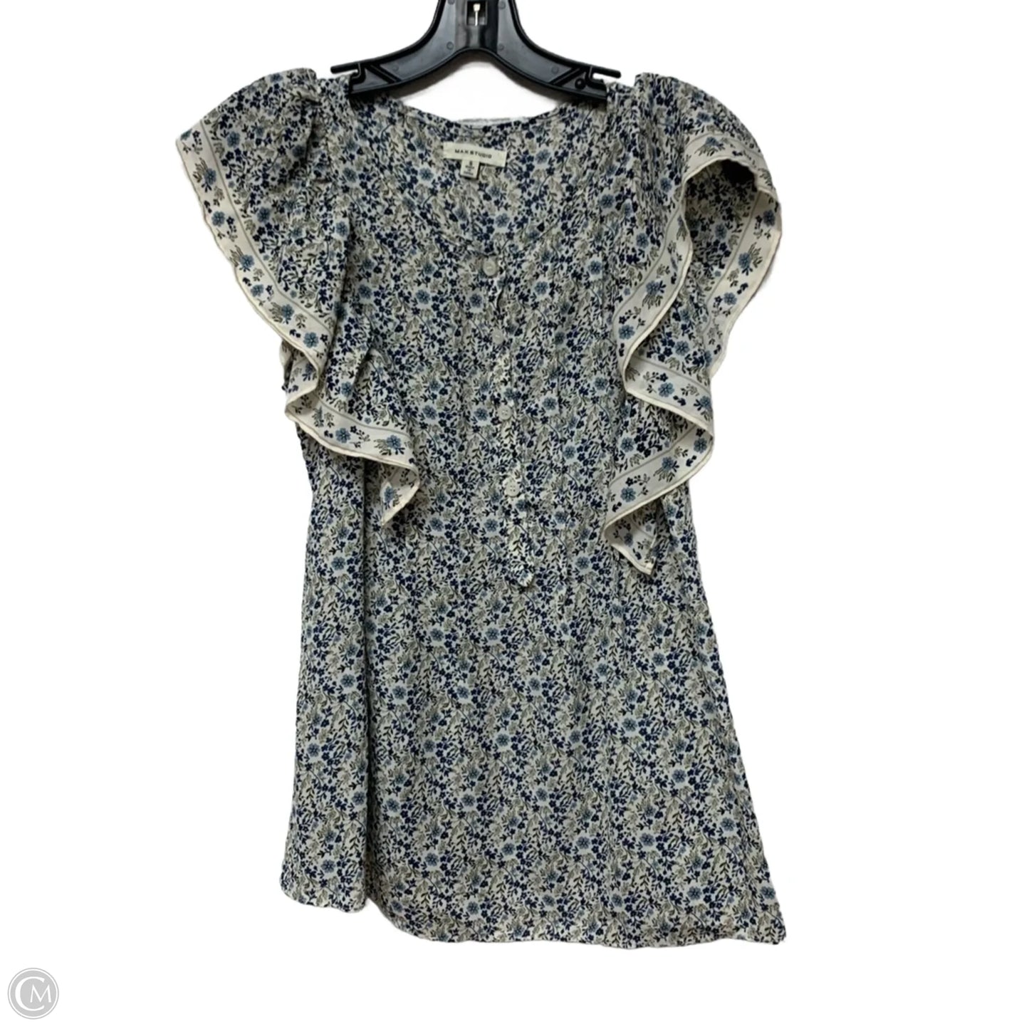 Blouse Short Sleeve By Max Studio In Blue & Green, Size: S