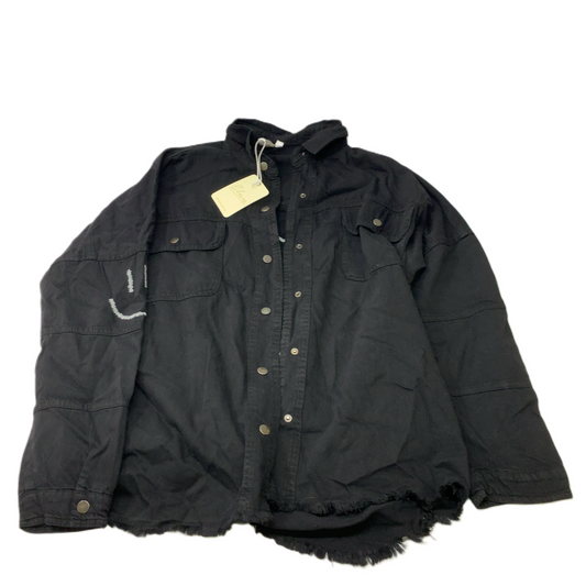 Black Denim  Jacket Denim By Elan  Size: M
