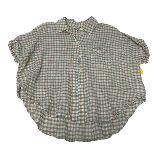 Top Short Sleeve By Madewell In Plaid Pattern, Size: M