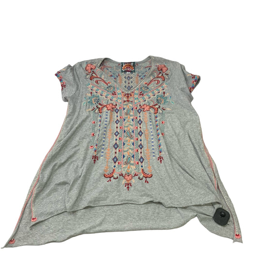 Top Short Sleeve Designer By Johnny Was In Grey, Size: M