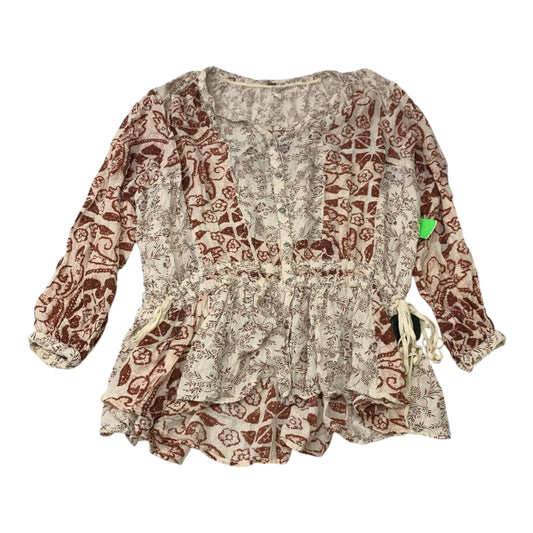 Top Long Sleeve By Free People In Brown, Size: Xs