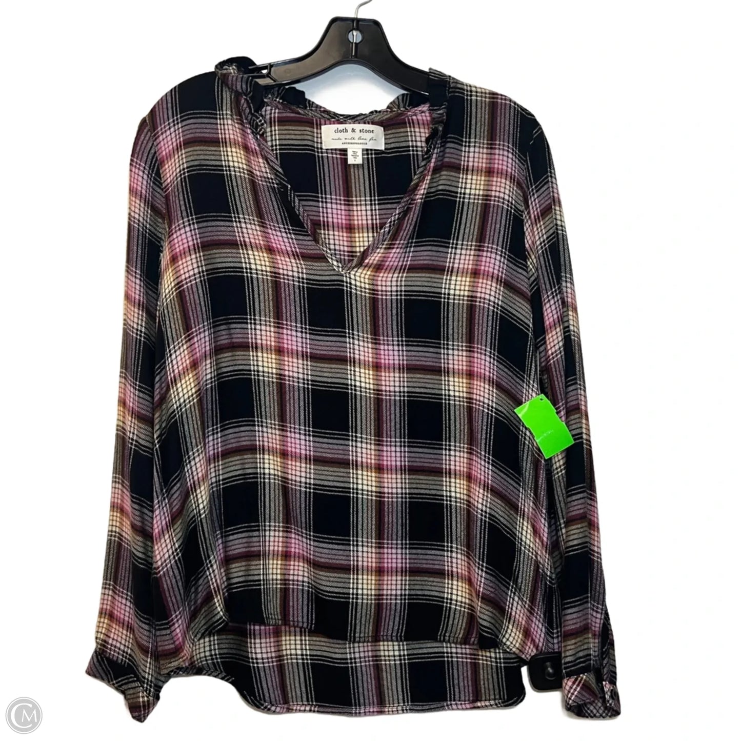 Top Long Sleeve By Cloth & Stone In Black & Purple, Size: S