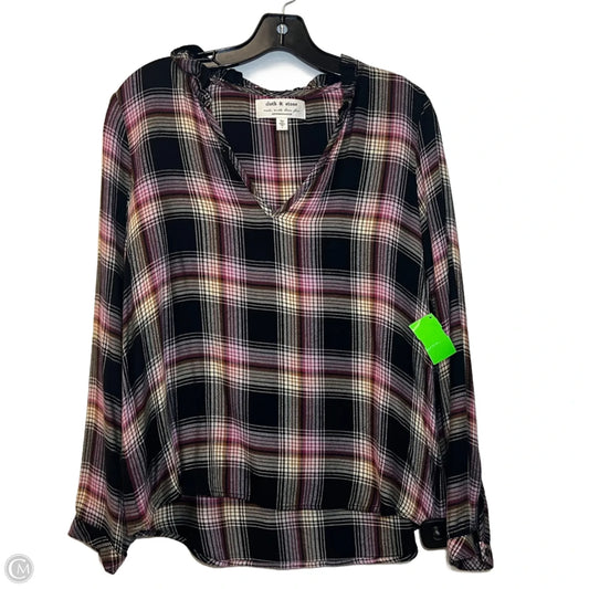 Top Long Sleeve By Cloth & Stone In Black & Purple, Size: S