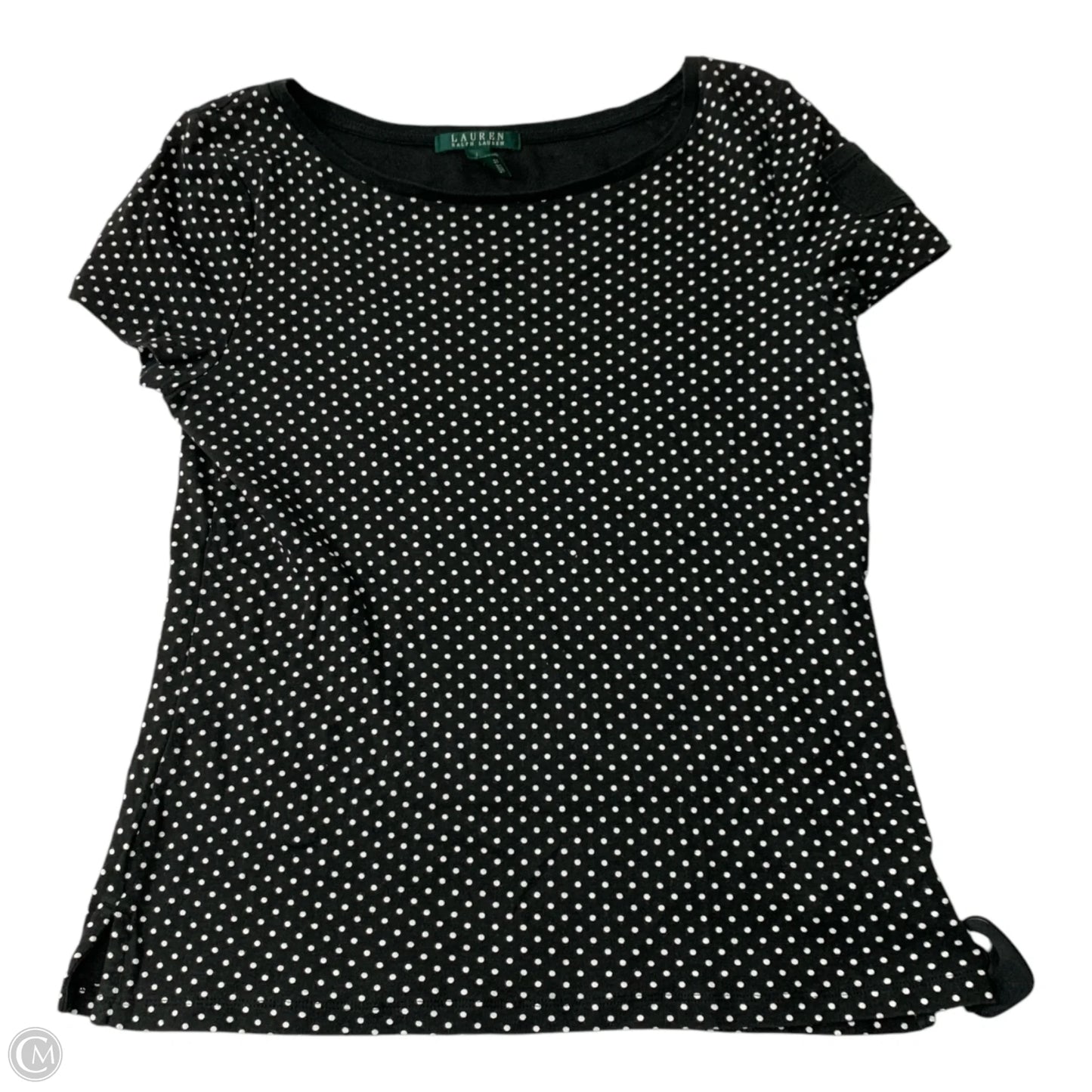 Top Short Sleeve By Lauren By Ralph Lauren In Black & White, Size: L