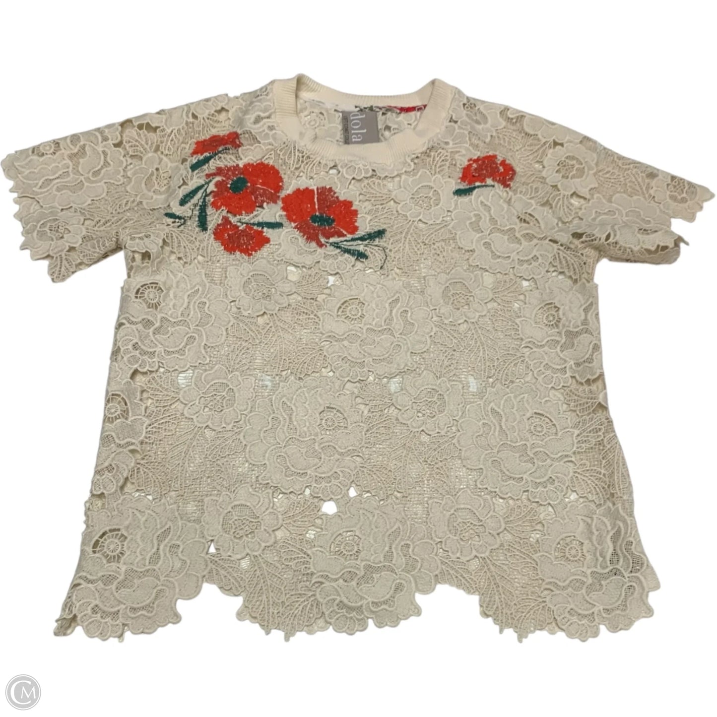 Top Short Sleeve By Dolan Left Coast In Cream & Red, Size: S