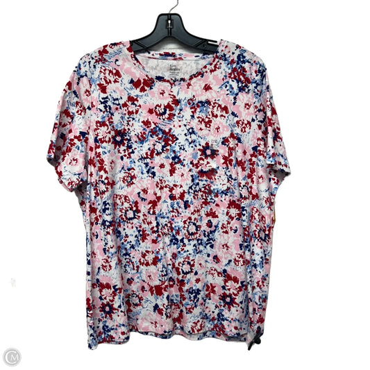 Top Short Sleeve By Kim Rogers In Blue Red & White, Size: 1x