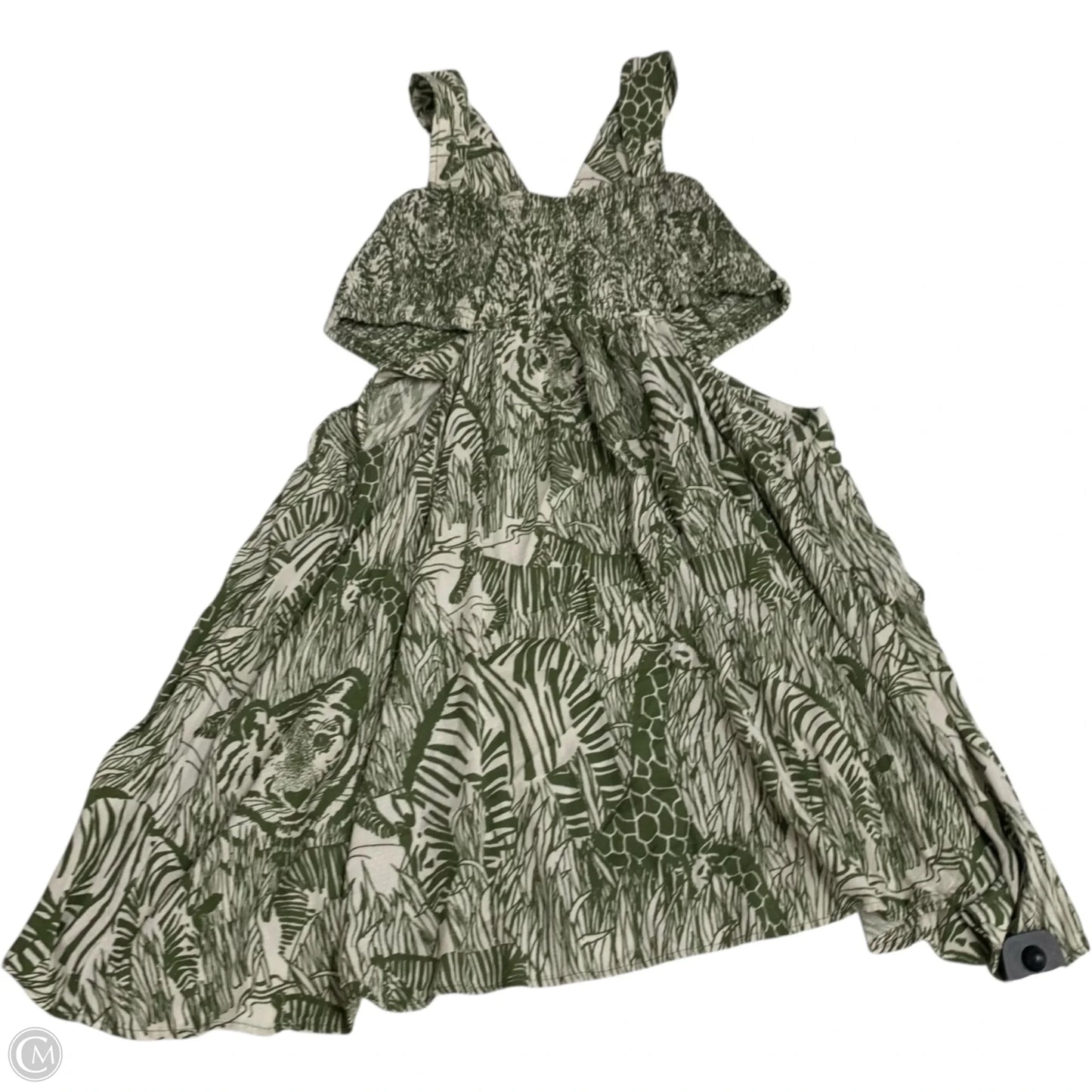 Dress Casual Short By Anthropologie In Cream & Green, Size: Xl