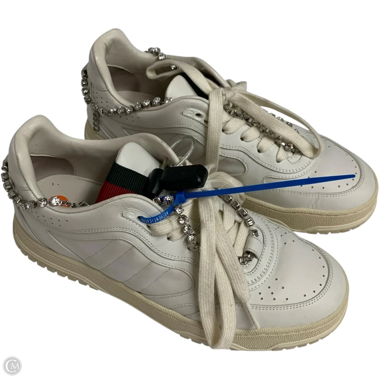 Shoes Luxury Designer By Gucci In White, Size: 8.5